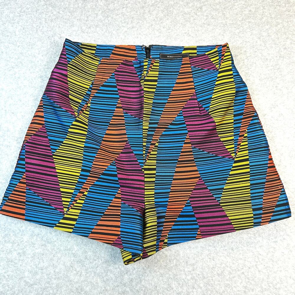 BCBGMaxAzaria High Rise Shorts 3" Womens 8 Geometric Print Jacquard Colorful